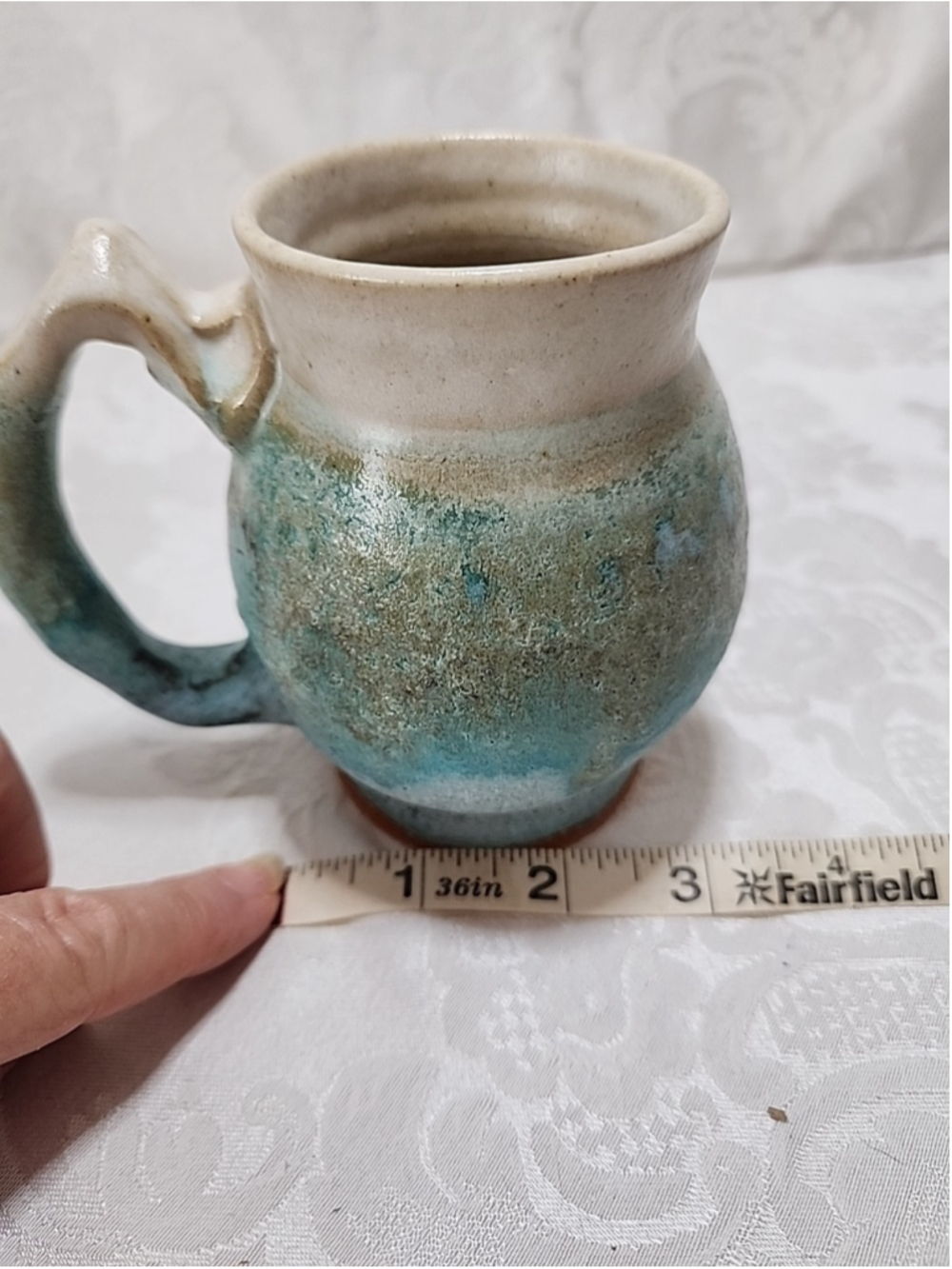 Studio Pottery Mug Turquoise Hand Thrown Signed 4 Inch Arizona - Picture 12 of 15